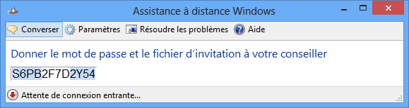 Mot de passe à donner à la personne qui vous aidera