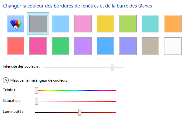 Choix de la couleur des fenêtres