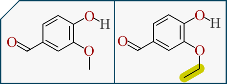 $\;\;\;\;\;\;\;\;\;$Vanilline | Ethylvanilline.
