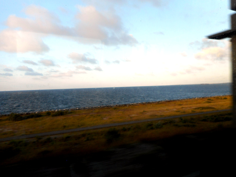 Entre tunnel et pont sur l'île de Peberholm, depuis le train.