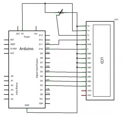 Branchement du LCD avec 4 fils de données