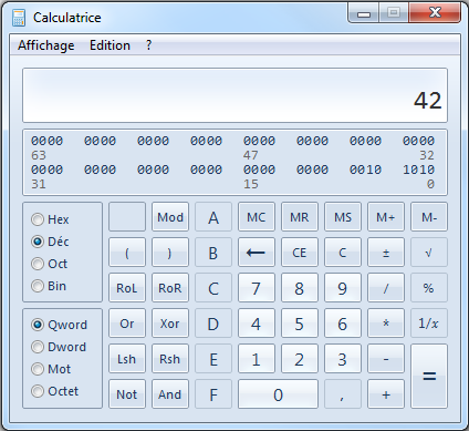 Utilisation de la calculatrice Windows