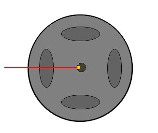 Marquage de l'axe du moteur par un point jaune