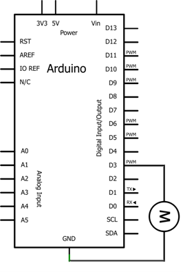 Moteur branché sur une sortie de l'Arduino