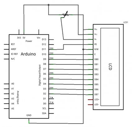 Branchement du LCD avec  fils de données