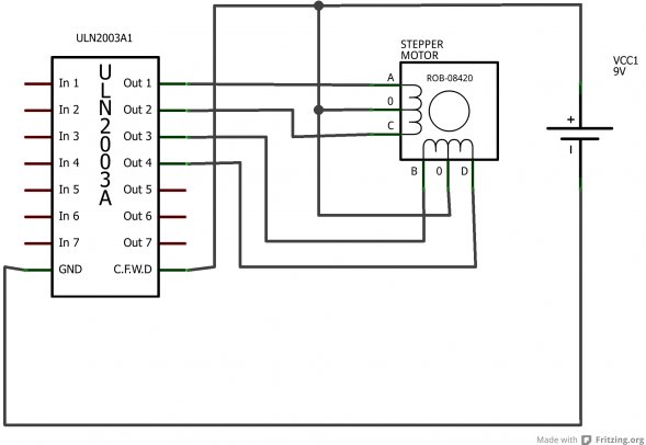 Câblage simple du moteur unipolaire - Schéma